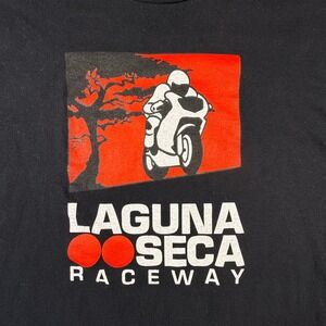 Gildan Laguna Seca Raceway Black Graphic T-Shirt Mens Large Motorcycle Racing